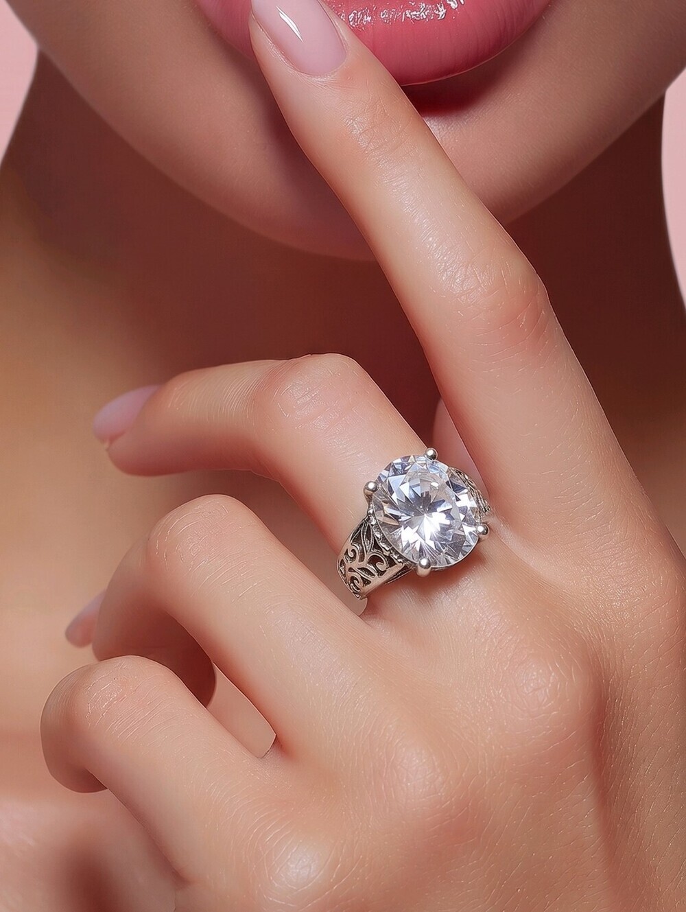 Vintage Silver (925) Ring with Clear Gemstone
